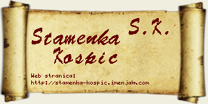 Stamenka Košpić vizit kartica